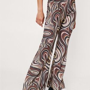 Swirl Pattern Wide-Leg Pants